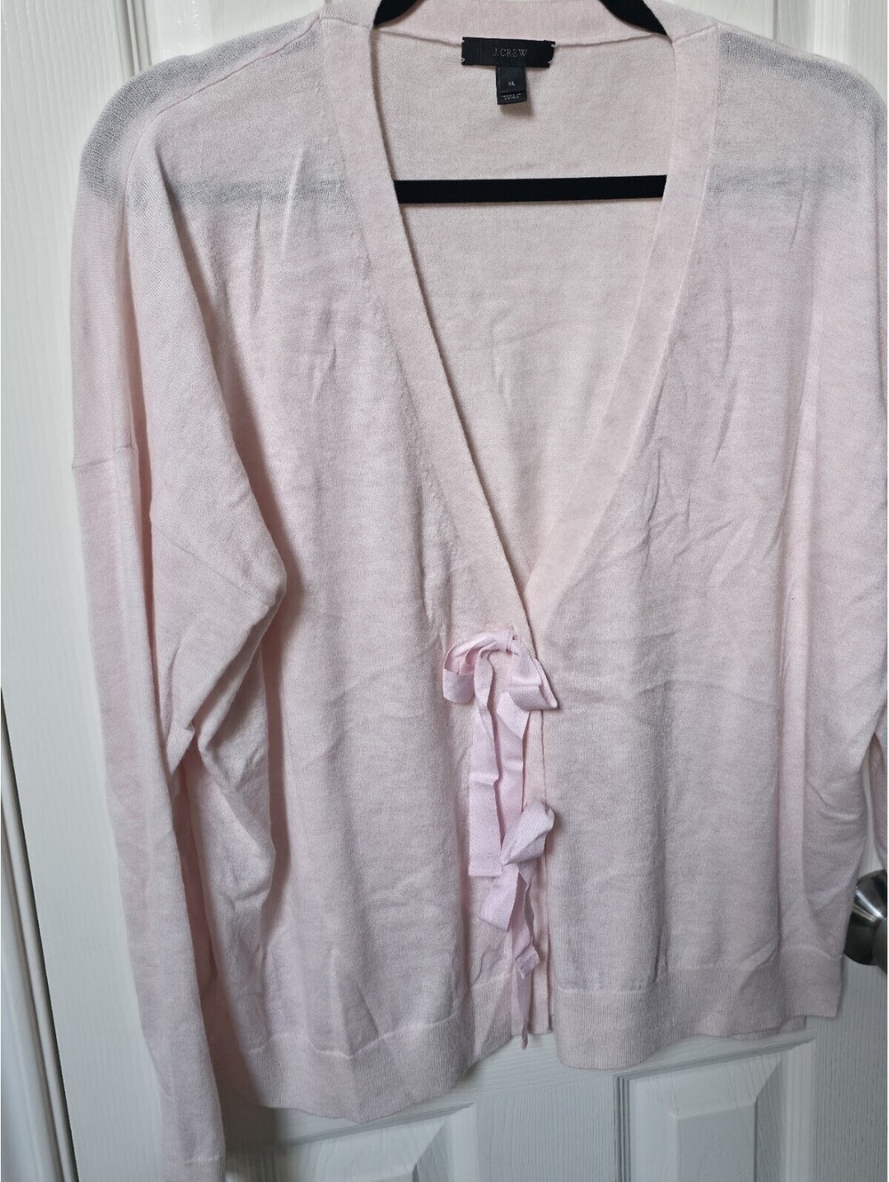 JCrew Blush Pink Bow Cardigan Women's Size XL